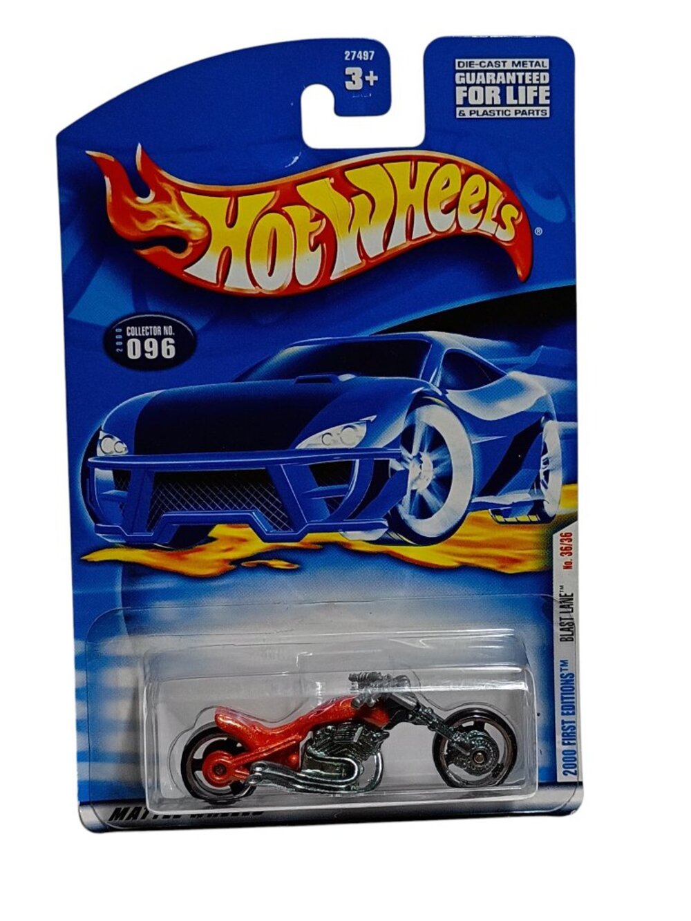 Hot Wheels Blast Lane 2000 First Editions 36/36 Die-Cast Motorcycle Red